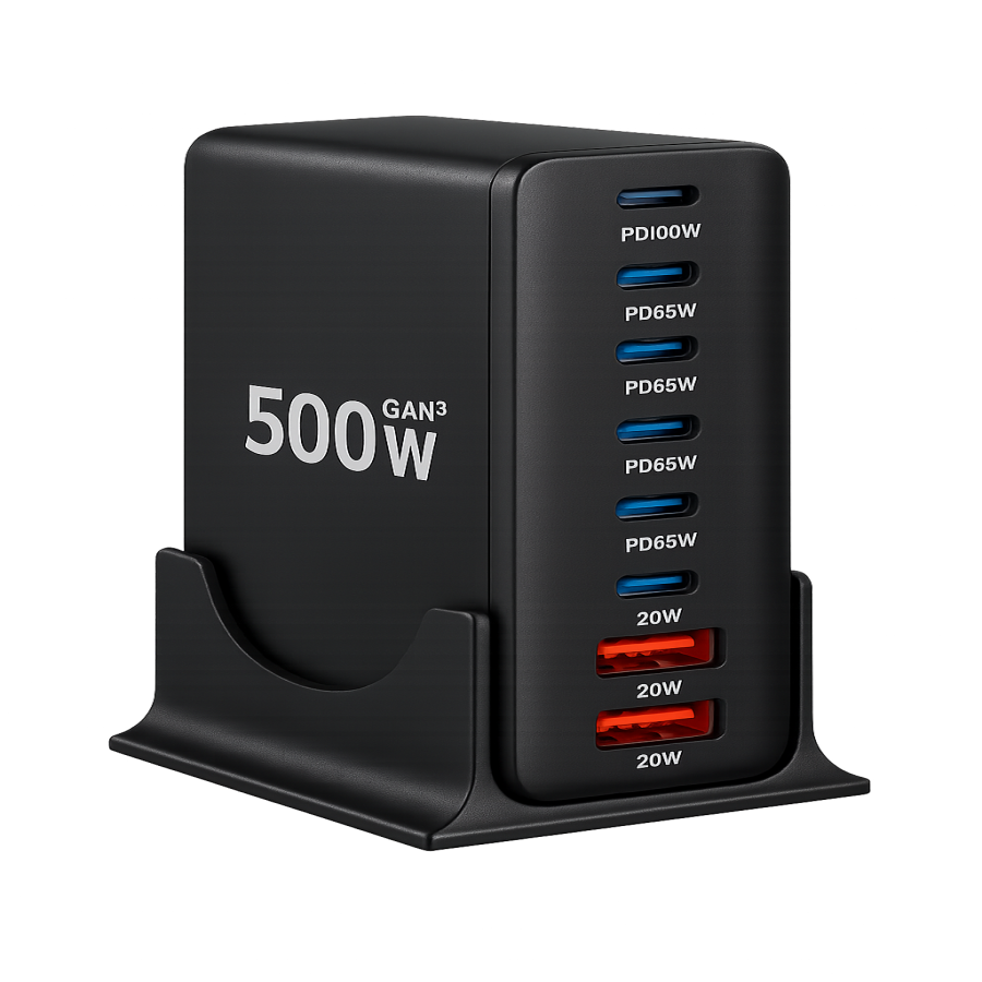MC000002 - 8 Port (6 USB Type C & 2 USB Type A) | Fast USB Charging Station for Multi Device | GAN3 (Black)