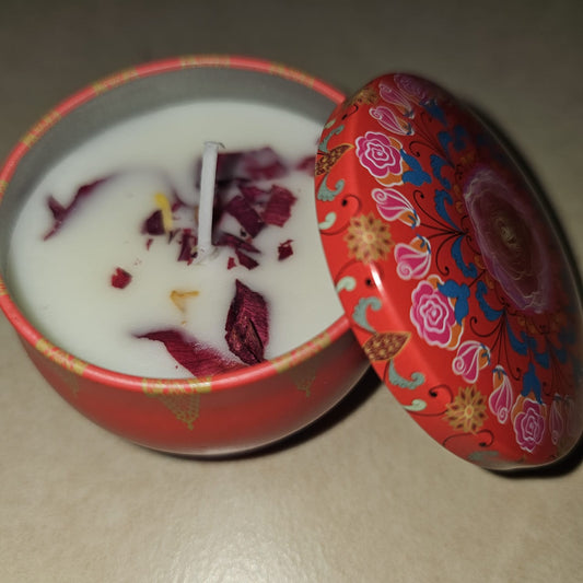HD000002 - Soy Wax | Scented Candle in Colorful Metal Jar | Rose