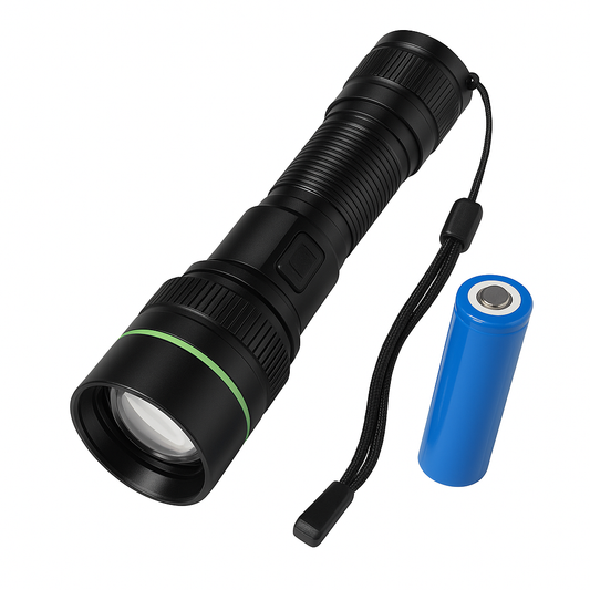 TOR000001 - Helius 60W High Power | 1500m Long Range | Zoomable | LED Waterproof Tactical Torch Light | USB Type A & Type C - Rechargeable Flashlight Torch